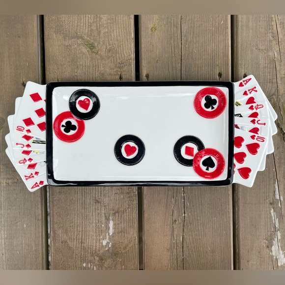 Fitz and Floyd Essentials GAME NIGHT Cards Serving Platter Snack Plate - Picture 2 of 12